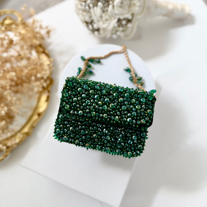 Emerald Green Mini Crystal Clutch