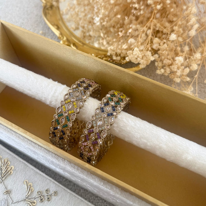 Multi-Color Bangle Set: Polki Bangle Set