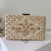 Beaded Ivory Cream Velvet Bridal Clutch Zardosi Wedding Purse finesse 