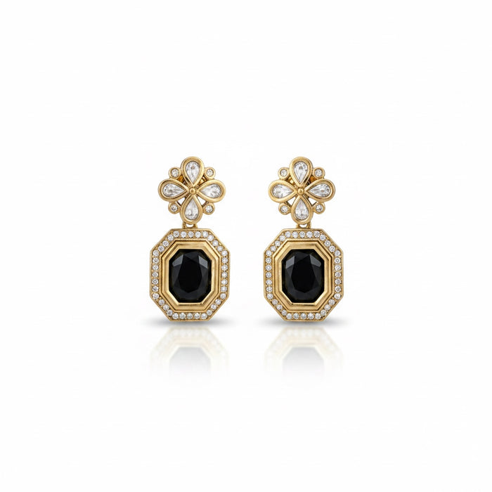 Navy Blue Kundan Necklace Set: Necklace and Earring Set