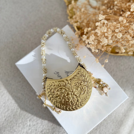Mini moon shape brass clutch 