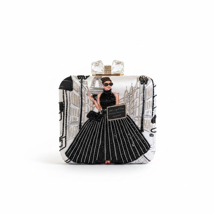 A Girl Boss Making Her Own Empire | Black and White Statement Clutch