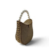 Bridal Pearl Metal Clutch: Gold Top Handle Bag