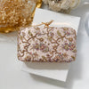 Champagne Bird Motif Hand-Embroidered Clutch With Bird Knob