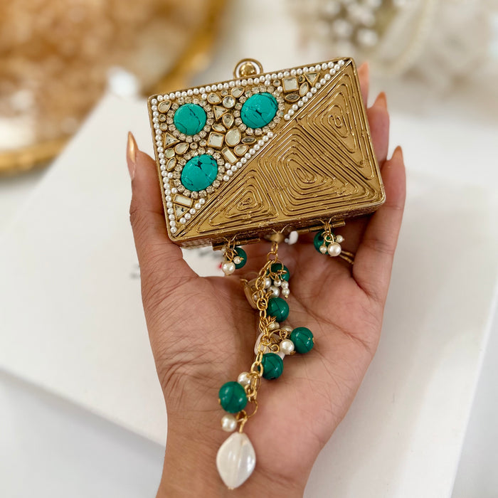 Natural Turquoise Stone Clutch - Mini Gemstone Clutch