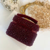 Maroon Crystal Vanity Case Bag | Suede Bridal Evening Bag