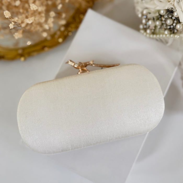 Ivory Bird-Motifs Bridal Clutch