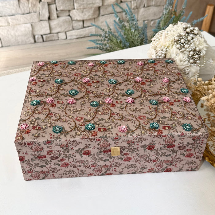 Multi-Color Bridal Trousseau Box | Hand-Embroidered Keepsake Box