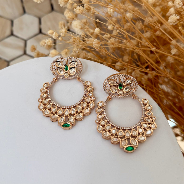 Original Kundan Foil Brass Earring- Gold Plating & Micron Polish