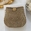 Mini Gold Crystal Bridal Clutch: Pearl Handle Wedding Evening Bag