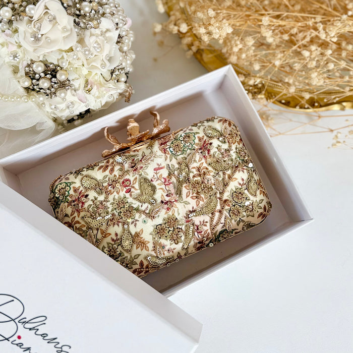 Sage Green Floral Clutch | Hand-Embroidered Evening Bag