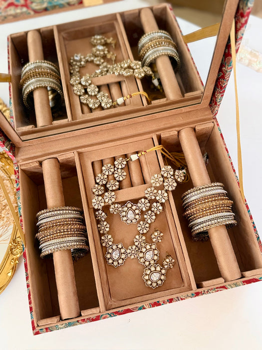 Rusty Red Bridal Trousseau Box | Hand-Emroidered Keepsake Box