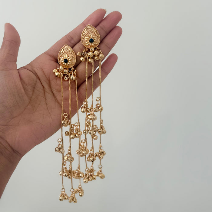 Kashmiri Jhumkas: Multicolor Gold Plated Earrings