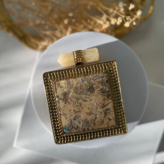 Mini Mother of Pearl Clutch : Gold Statement Clutch