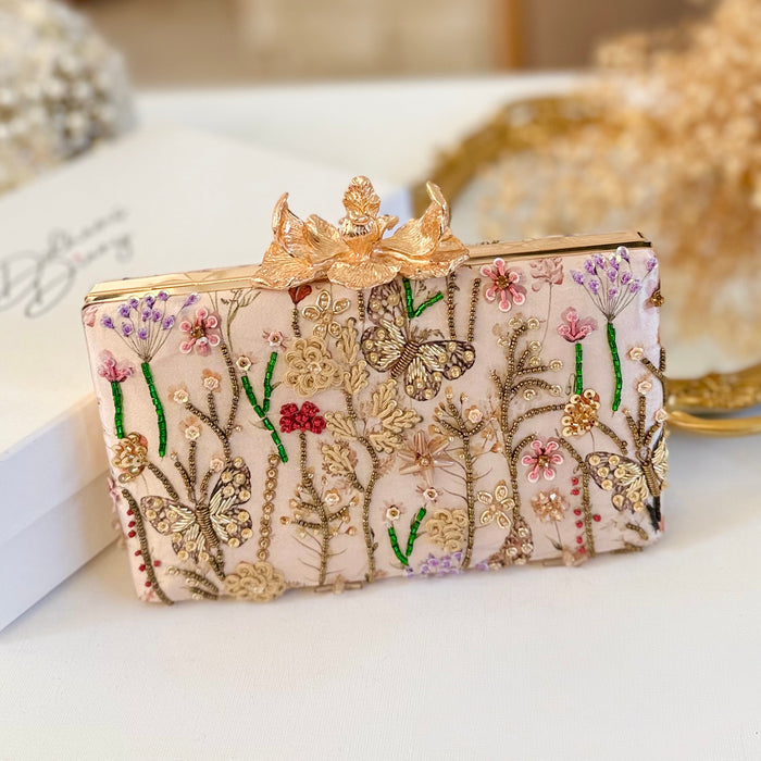 Butterfly Theme Multi-Color Clutch: Floral Zardosi Clutch
