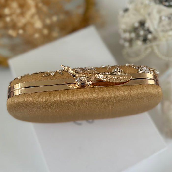 Gold Bird-Motifs Bridal Clutch