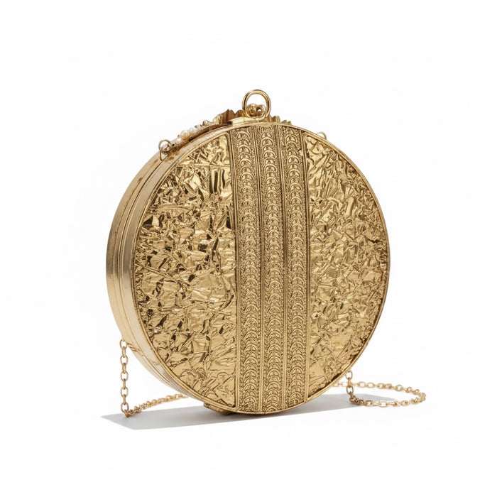 Brass Statement Clutch | Natural Shell, Turquoise Gemstones & Mother of Pearl