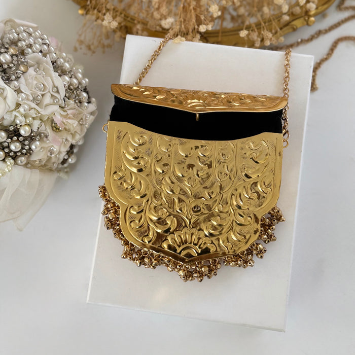 Gold Plated Brass Clutch: Vintage Style 24k Gold Plated Brass Clutch