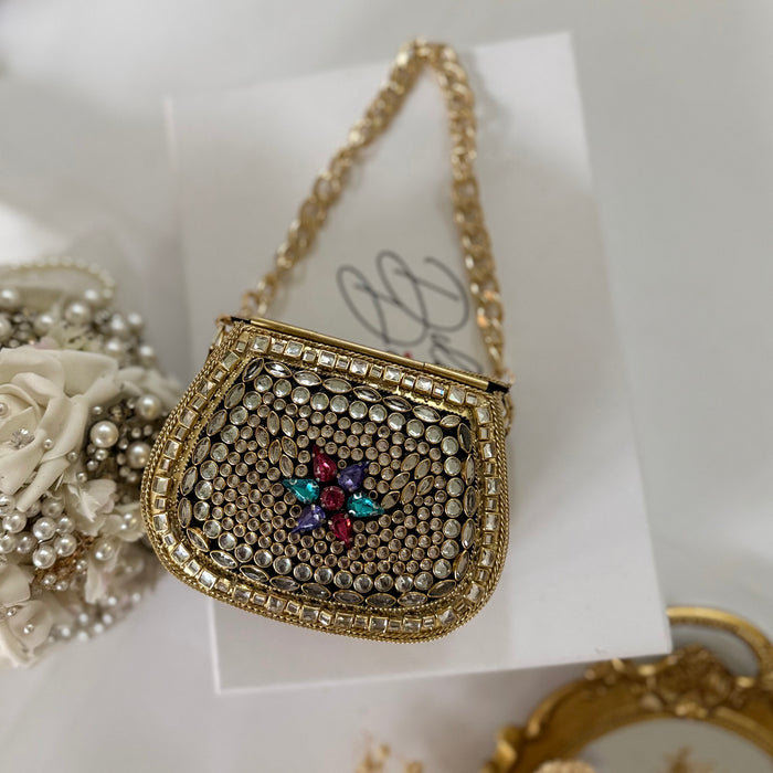 Multicolor Kundan Clutch | Mini Statement Bag