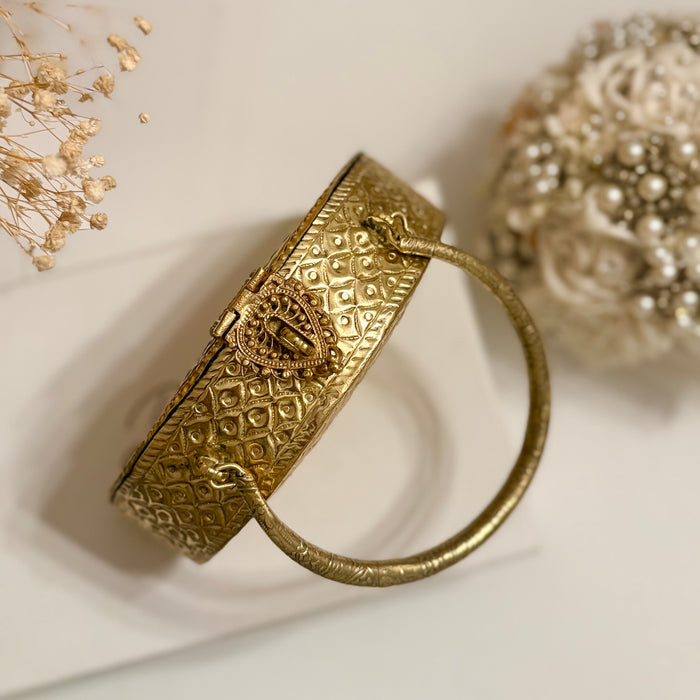 14 Karat vergoldete Messingkupplung: Handgemachte Handtasche im Vintage-Stil