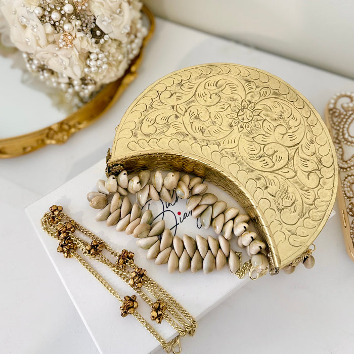 Moon Shape Brass Clutch