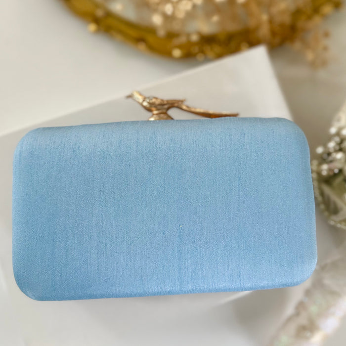 Blue Floral Evening Clutch: Handmade Statement Bag