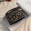 Embroidered Vanity Case Bag | Hand Embroidered Suede Bridal Bag