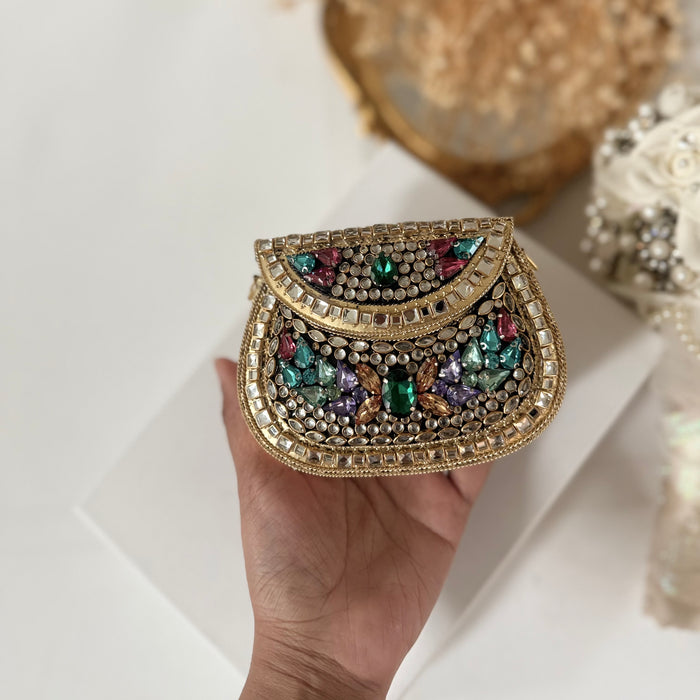 Multicolor Kundan Clutch | Mini Statement Bag