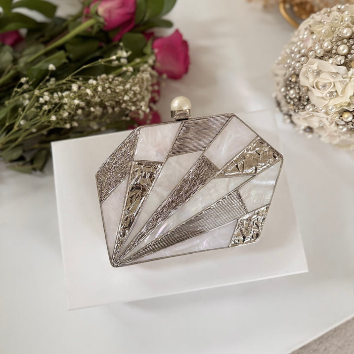 Silver Plated Clutch: Mother of Pearl Evening Bag