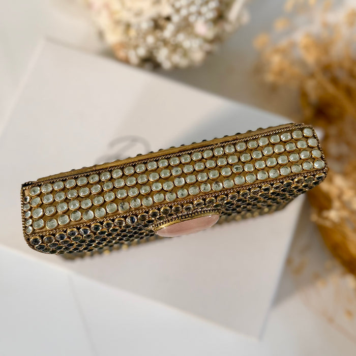 Rose Quartz kundan Clutch