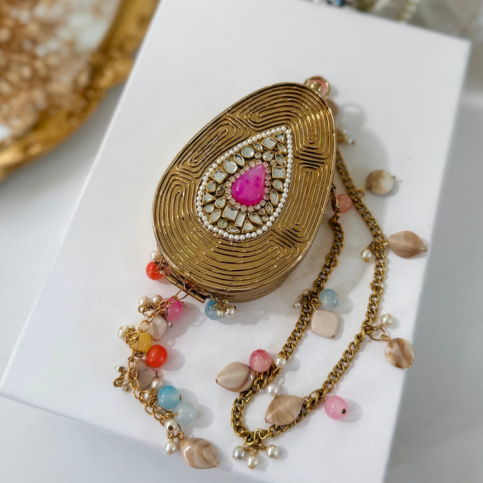 Fuchsia Onyx Tear Drop Mini Clutch -Natural Gemstone Clutch