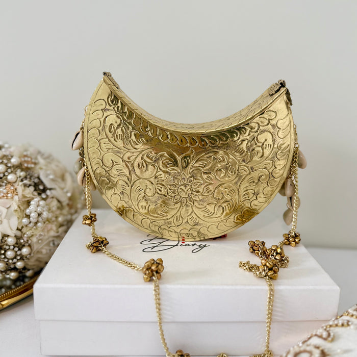 Moon Shape Brass Clutch