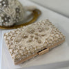 Beaded Ivory Cream Velvet Bridal Clutch Zardosi Wedding Purse finesse 
