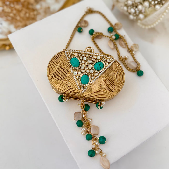 Natural Turquoise Stone Clutch - Mini Gemstone Clutch