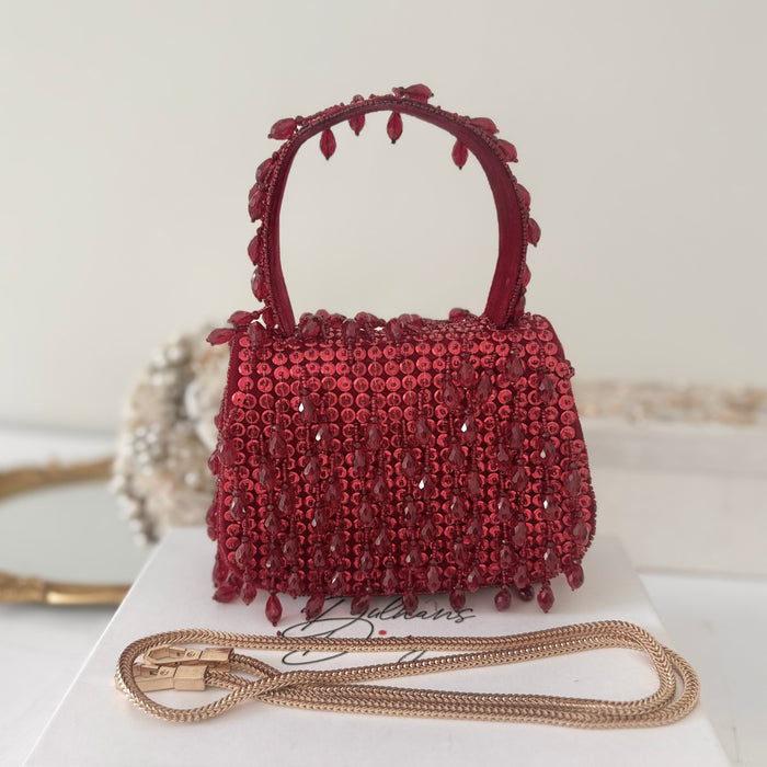 Maroon Top Handle Bag: Bridal Mini Clutch