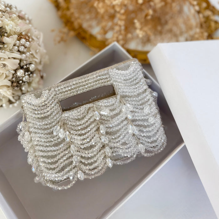 Mini Silver Crystal Clutch