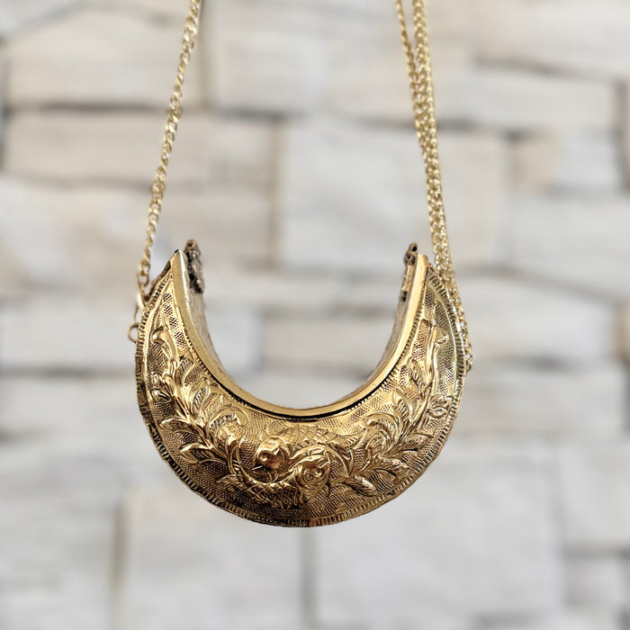 Mini Crescent Moon Clutch – Handcrafted Fish Motif Evening Bag