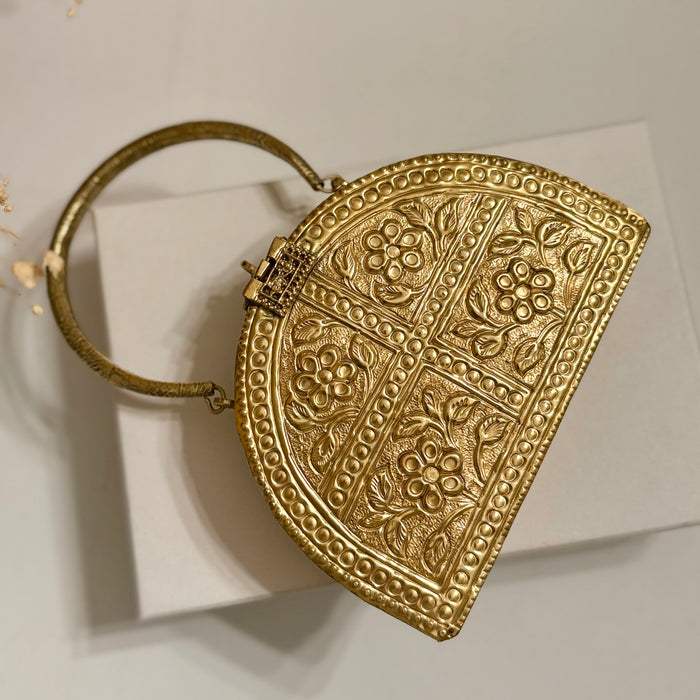Handmade brass clutch with handle 