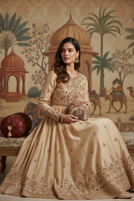 Mughal Inspired Raw Silk Clutch