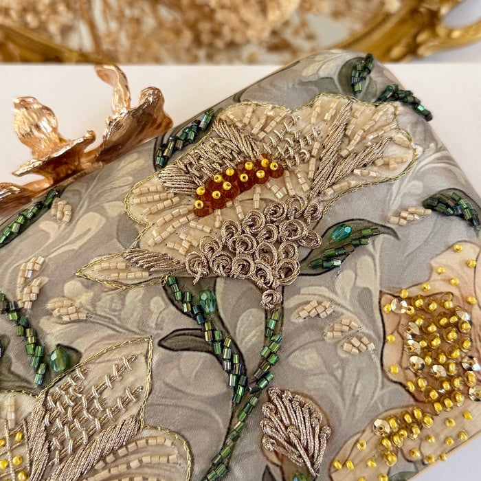 Multi-Color Floral Clutch: Sage Green & Yellow Evening Bag