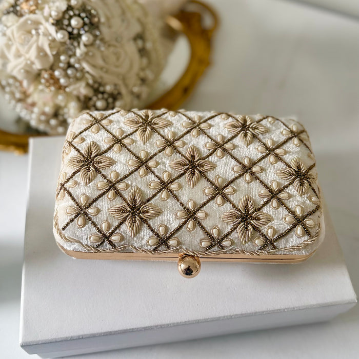 Ivory Beaded Bridal Clutch