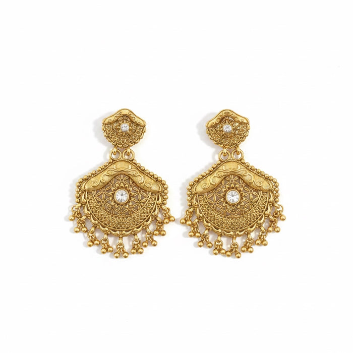 Gold Plated Bridal Necklace Set - Choker Set with Earrings and Tikka