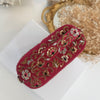 Fuchsia Vanity Case Bag | Hand Embroidered Suede Bridal Bag
