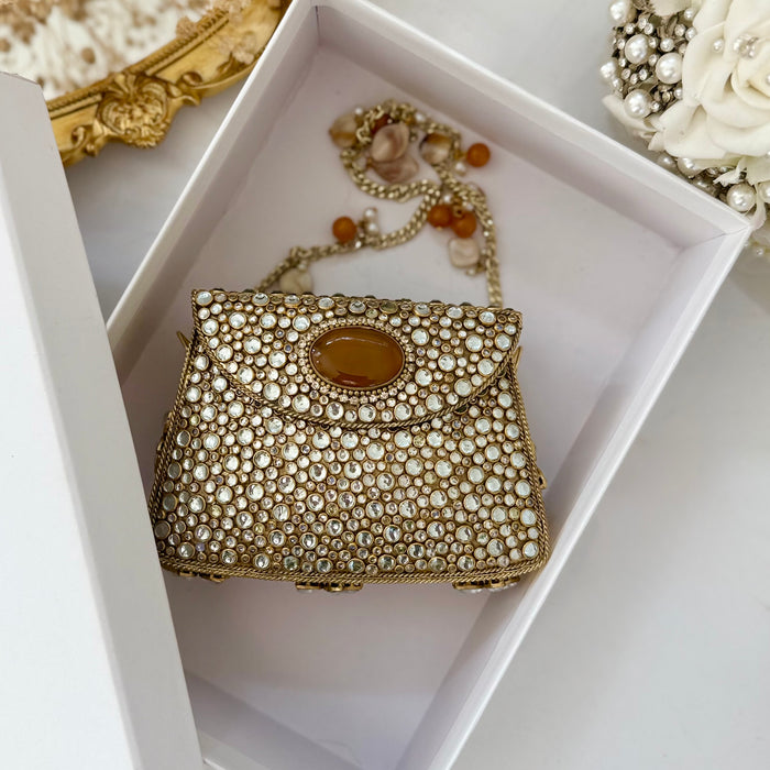 Mocha - Natural Onyx Gemstone Mini Clutch