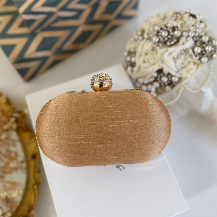 Gold Peacock Zardozi Embroidered Clutch|Gold Evening Bag