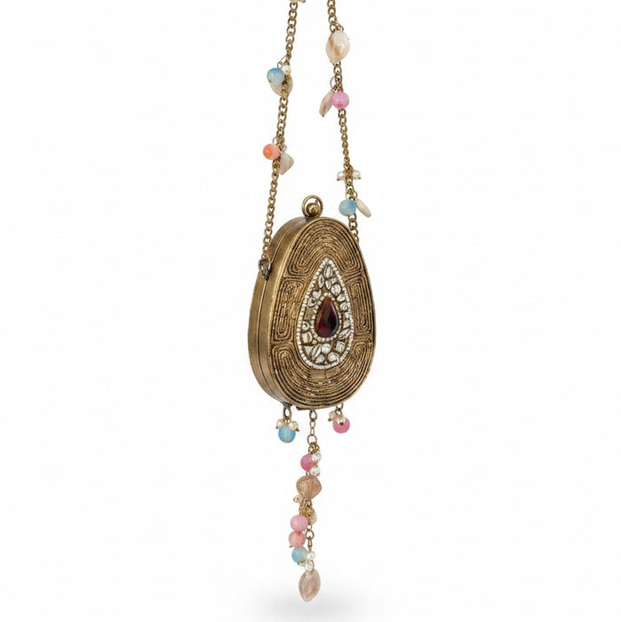 Mini Multi-Color Natural Gemstone Tear Drop Clutch