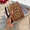 Embroidered Vanity Case Bag | Hand Embroidered Suede Bridal Bag