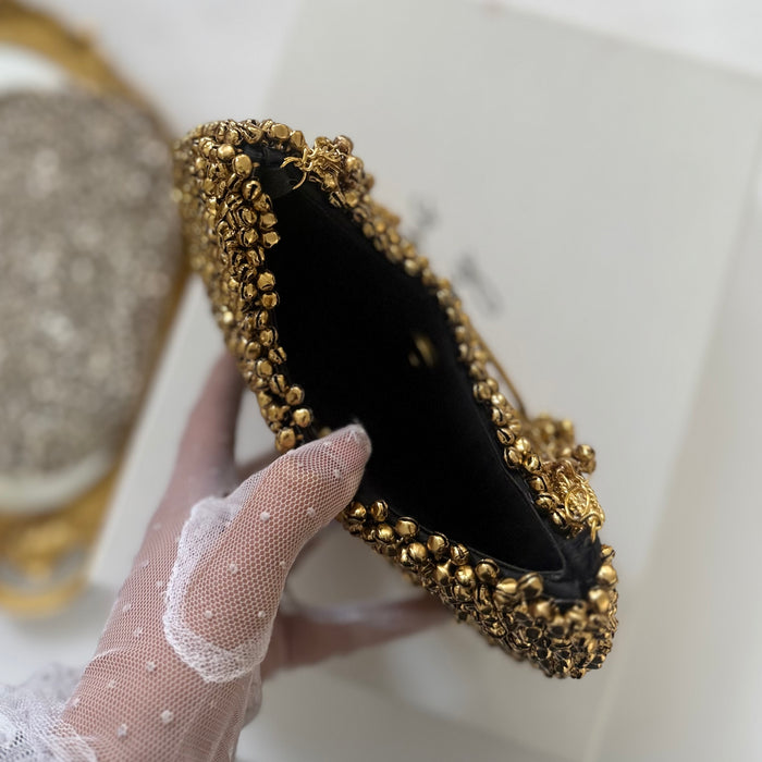 Metal Clutch with Ghungru | Statement Evening Bag