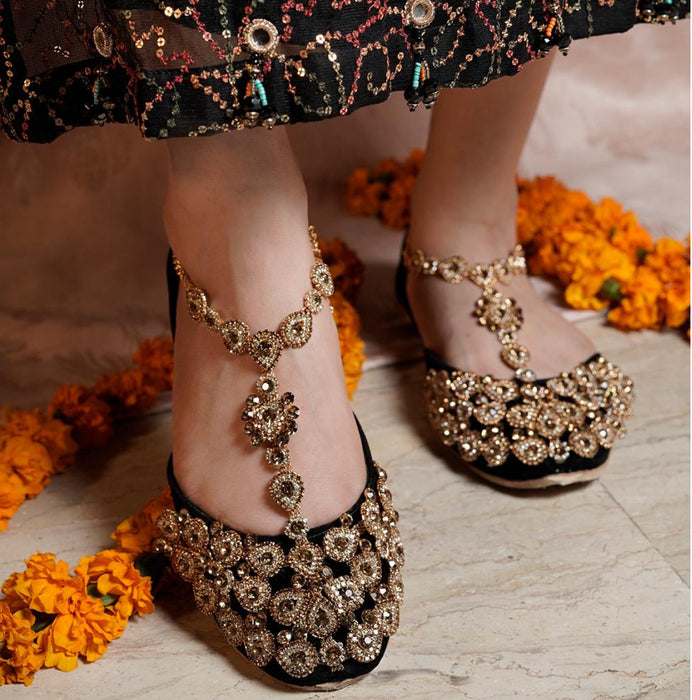Handmade Bridal Kundan Khussa with Anklet Customizable