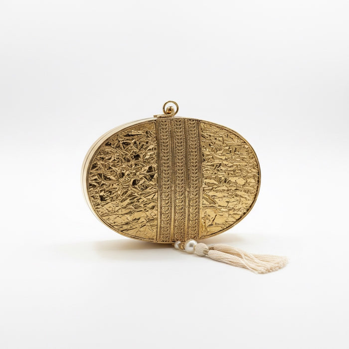 Natural Shell Clutch | Brass Frame Statement Clutch